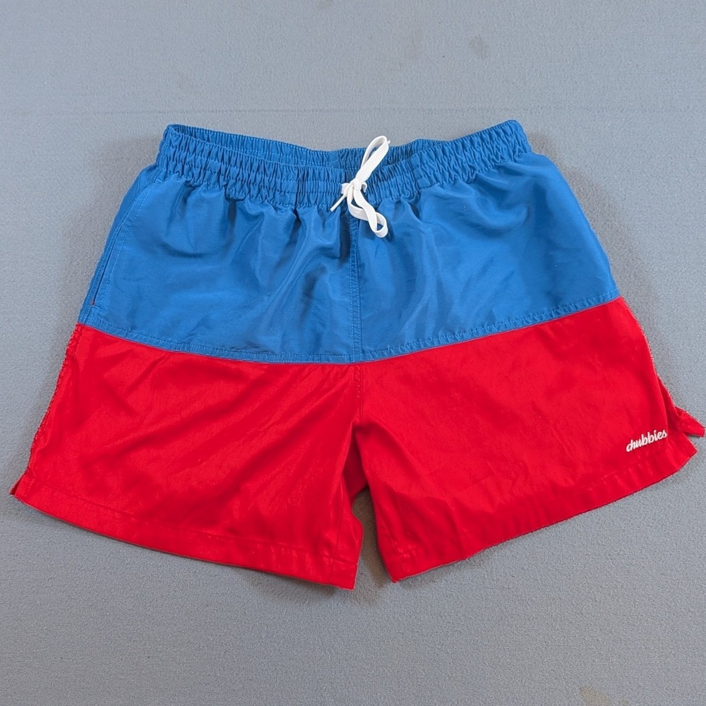 Chubbies Swim Trunks Mens XL Red Blue Colorblock Mesh Lined 5‎ Inch Inseam